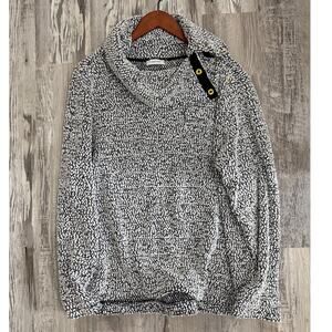 Calvin Klein Black and White Popcorn‎ Textured Chunky Oversized Sweater L/XL